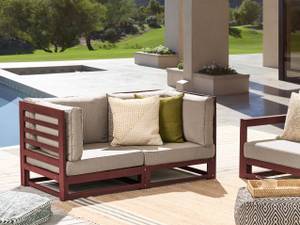 Gartensofa TRANI Beige - Grau - Eiche Dunkel - Rot - Breite: 150 cm