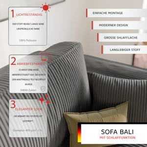 Sofa Bali Grau - Holzwerkstoff - 255 x 59 x 105 cm