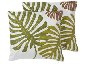 Coussin décoratif ZENOBIA Vert - Blanc - Fibres naturelles - 45 x 12 x 45 cm