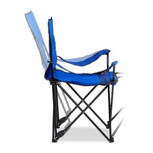 Campingstuhl mit Fußablage Schwarz - Blau - Metall - Kunststoff - Textil - 87 x 96 x 120 cm