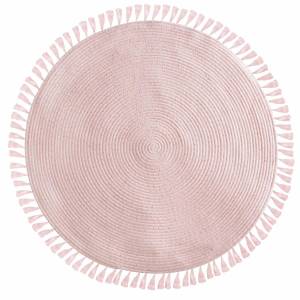 Dekoteppich mit Quasten Lurex Pink - Naturfaser - 90 x 1 x 90 cm