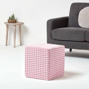 Hocker Ottoman Gingham Bauernkaro Pink