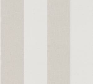 Streifentapete Taupe Creme Beige - Braun - Weiß - Kunststoff - Textil - 53 x 1005 x 1 cm