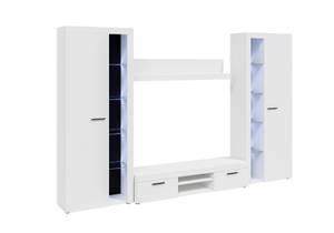 RIVAY XL Wohnwand 300 cm Weiß mit LED Weiß