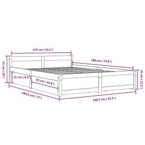 Bettrahmen 3013836-1 Braun - Holz - Breite: 141 cm