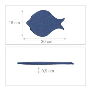 Bunte Filzpinnwand Fische 6er Set Blau - Grau - Textil - 30 x 16 x 1 cm