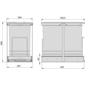 Recyclingbehälter 8132023 2er-Set Grau - Metall - 42 x 28 x 46 cm