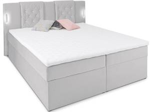 Bett Nizza 1 mit Bettkasten und LED Hellgrau - Breite: 160 cm