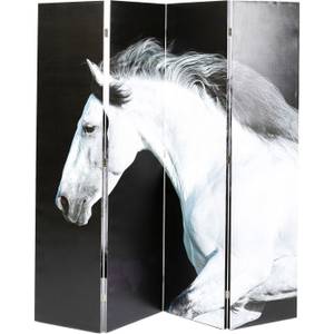 Paravent chevaux Noir - Textile - 160 x 180 x 3 cm