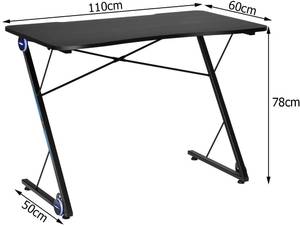 Gaming Tisch mit LED-Lichtern Schwarz - Holzwerkstoff - 60 x 78 x 110 cm
