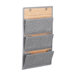 1 x Wandorganizer Bambus 3 Fächer Braun - Grau - Bambus - Papier - Textil - 34 x 58 x 15 cm