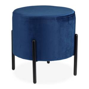 Tabouret en velours bleu Noir - Bleu - Métal - Papier - Textile - 41 x 39 x 41 cm