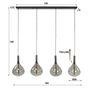 Pendelleuchte Drop Smoke 4L Schwarz - Metall - 164 x 150 x 30 cm