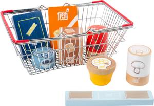 Lebensmittel-Set im Einkaufskorb „fresh“ Braun - Holzwerkstoff - 16 x 10 x 24 cm