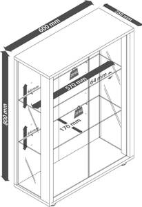 Wandvitrine Glasvitrine Udina Spiegel Schwarz - Hochglanz Schwarz