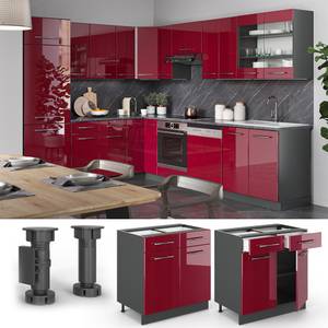 Meuble cuisine Fame-Line 35557 Anthracite - Bordeaux brillant