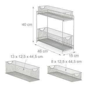 Metall Küchenschrank Organizer Silber - Weiß - Metall - Kunststoff - 15 x 40 x 46 cm