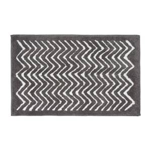 Rutschfeste Badematte mit Chevron Muster Grau - Textil - 50 x 1 x 80 cm