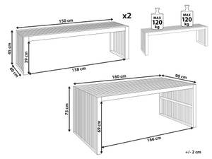 Gartenset SULZANO 3-tlg Braun - Massivholz - 90 x 75 x 180 cm