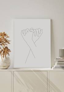 Händchenhalten Linienkunst Poster 30 x 21 x 30 cm