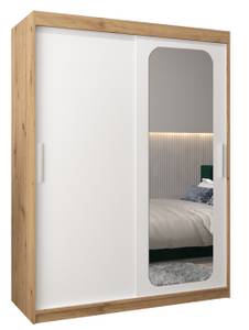 Armoire à portes coulissantes promo t2 Imitation chêne - Blanc - Largeur : 150 cm - 2 porte