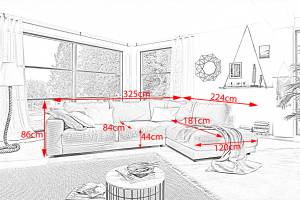 Sofa MADELINE Ecksofa Cord Cremeweiß - Ecke davorstehend rechts