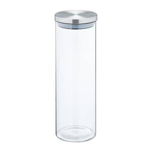 Lot de 4 bocaux en verre de 1,6 l Argenté - Verre - Métal - Matière plastique - 10 x 28 x 10 cm