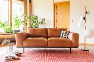 2-Sitzer Sofa Almond Braun - Echtleder - 73 x 106 x 180 cm