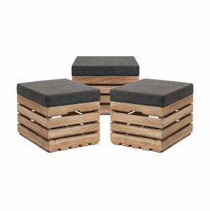 Sitzhocker mit Stauraum FLAME  3er Set Dunkelgrau