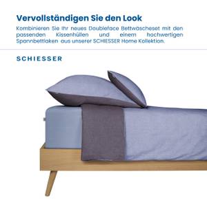 Wende-Bettwäscheset Renforcé Doubleface Hellblau - Nachtblau - 155 x 220 cm