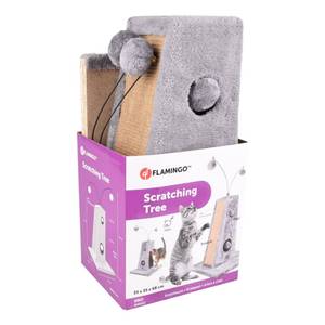 Griffoir pour chat 443253 Gris - Matière plastique - 35 x 68 x 35 cm