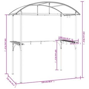 Gazebo pour barbecue 360138 Gris - Métal - 115 x 230 x 220 cm