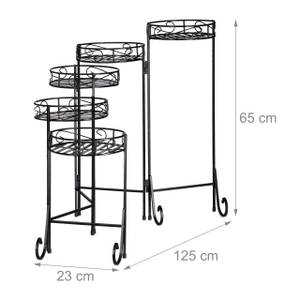 Blumentreppe Metall 5-stufig Schwarz - Metall - 125 x 65 x 23 cm