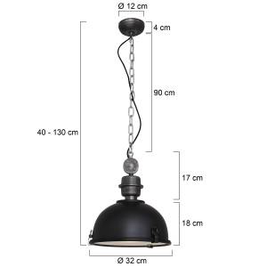 Suspension Bikkel Acier / Verre - 1 ampoule - Noir