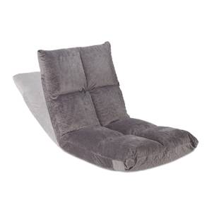 Chaise de sol avec dossier réglable Noir - Gris - Bois manufacturé - Matière plastique - Textile - 50 x 58 x 55 cm