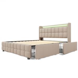 Polsterbett mit Ladefunktion GLOWLEIN Ⅱ Beige - Breite: 185 cm