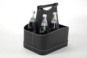 Flaschenhalter SIXFLSK32BL Schwarz - Kunstleder - 25 x 19 x 32 cm