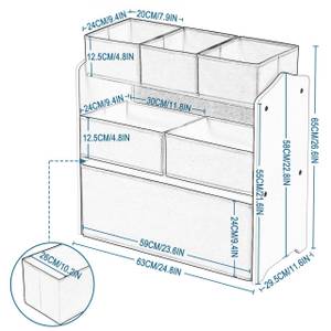 Spielzeugregal Mordi Grau - Holzwerkstoff - Textil - 63 x 65 x 30 cm