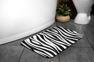 Badteppich Zebra-Streifen Schwarz - Textil - 90 x 60 x 90 cm