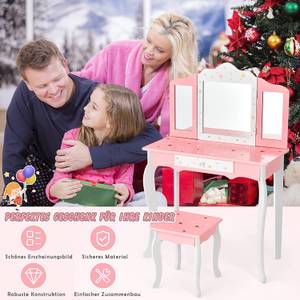 Kinder Schminktisch mit Hocker Pink - Holzwerkstoff - 34 x 105 x 70 cm