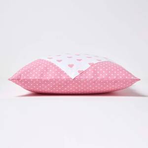 Patchwork-Kissenbezug mit Herzen Pink - 45 x 45 cm