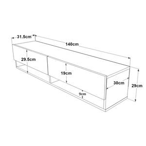 Meuble TV Laitila Anthracite - Largeur : 140 cm