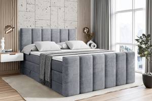 Boxspringbett BOXI1-Z KING Hellgrau - Breite: 180 cm