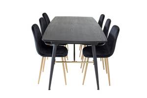 Essgruppe Gold (7-teilig) Schwarz - Massivholz - 85 x 76 x 180 cm