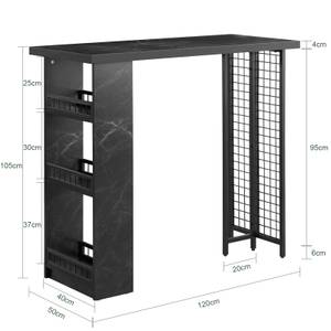 Bartisch FWT100-SCH Schwarz - Holzwerkstoff - Metall - 120 x 105 x 50 cm