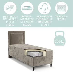 Boxspringbett Alma Braun - Breite: 100 cm - H3