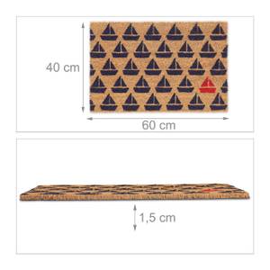 Kokos Fußmatte mit Schiffmuster Blau - Braun - Rot - Naturfaser - Kunststoff - 60 x 2 x 40 cm