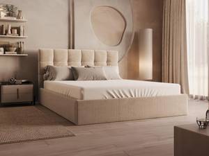 Bett mit Bettkasten MIRDAL Beige - Textil - 210 x 104 x 173 cm