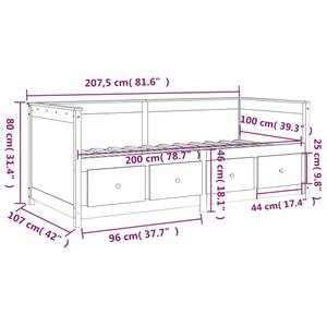 Tagesbett 3015745 Braun - 107 x 208 cm