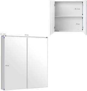 Spiegelschrank Bad Wandschrank Weiß - Holzwerkstoff - 12 x 65 x 62 cm